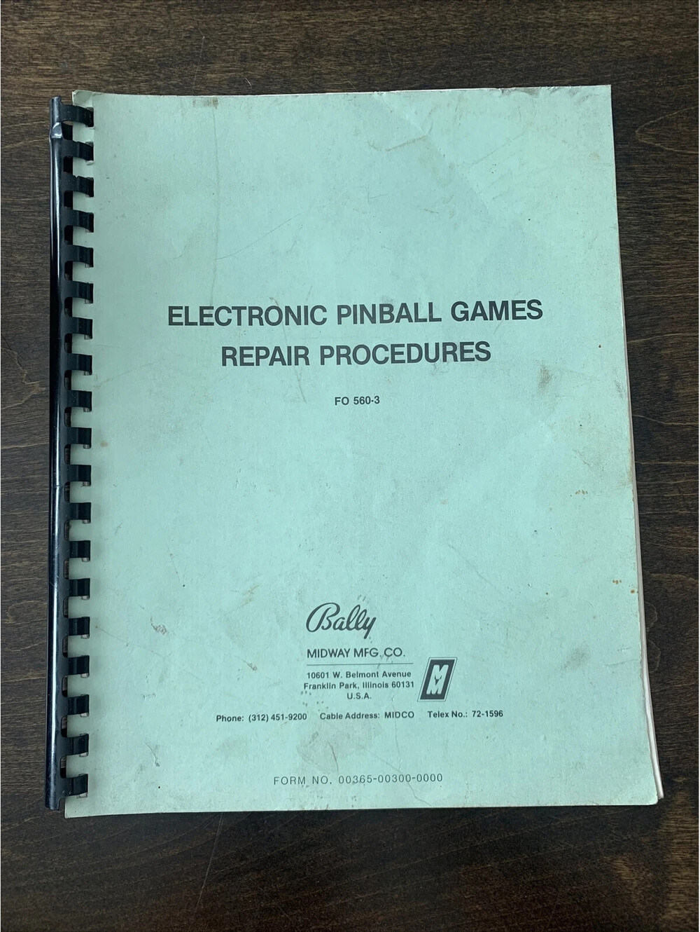 Bally Midway Electronic Pinball Games Repair Procedures FO 560-3 Manual